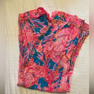 Lilly Pulitzer Pajama Long Pants Size Medium pink and blue